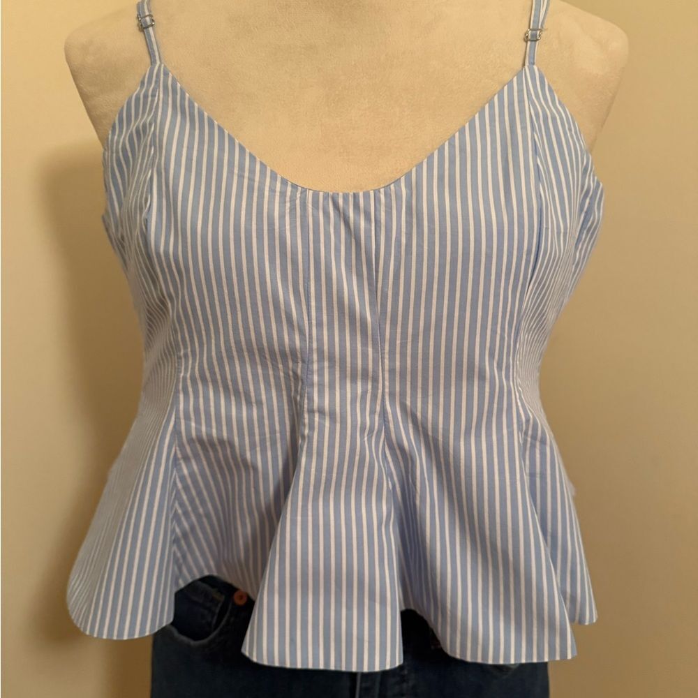 LOFT Blue and White Striped Top